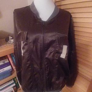 Mileage Olive Green Satin Bomber Jacket